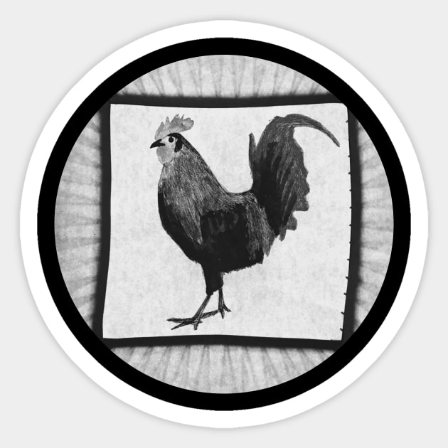 Little Red Rooster Black Sticker by Zachfan1212